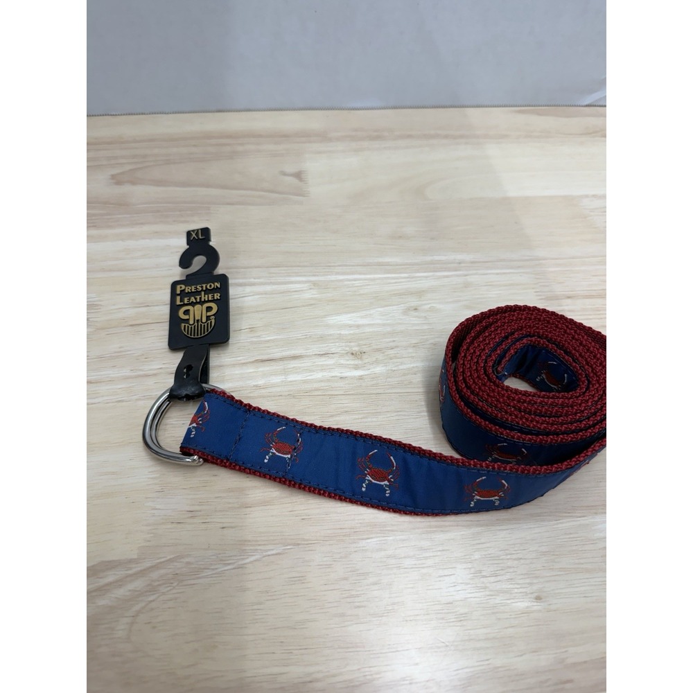 Preston Belt Canvas & Cloth Ribbon Belt Crab Men's XL Adjustable Blue Nautical